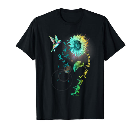 Peritoneal Cancer Sunflower Hummingbird T-Shirt