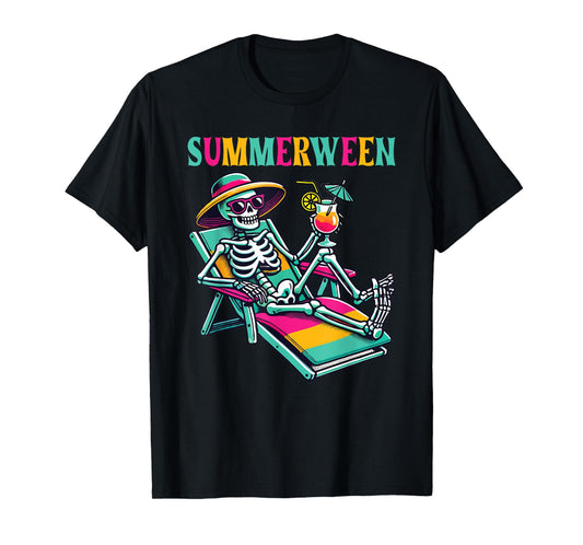 Happy Summerween Summer Halloween Skeleton T-Shirt for Men Women Kids