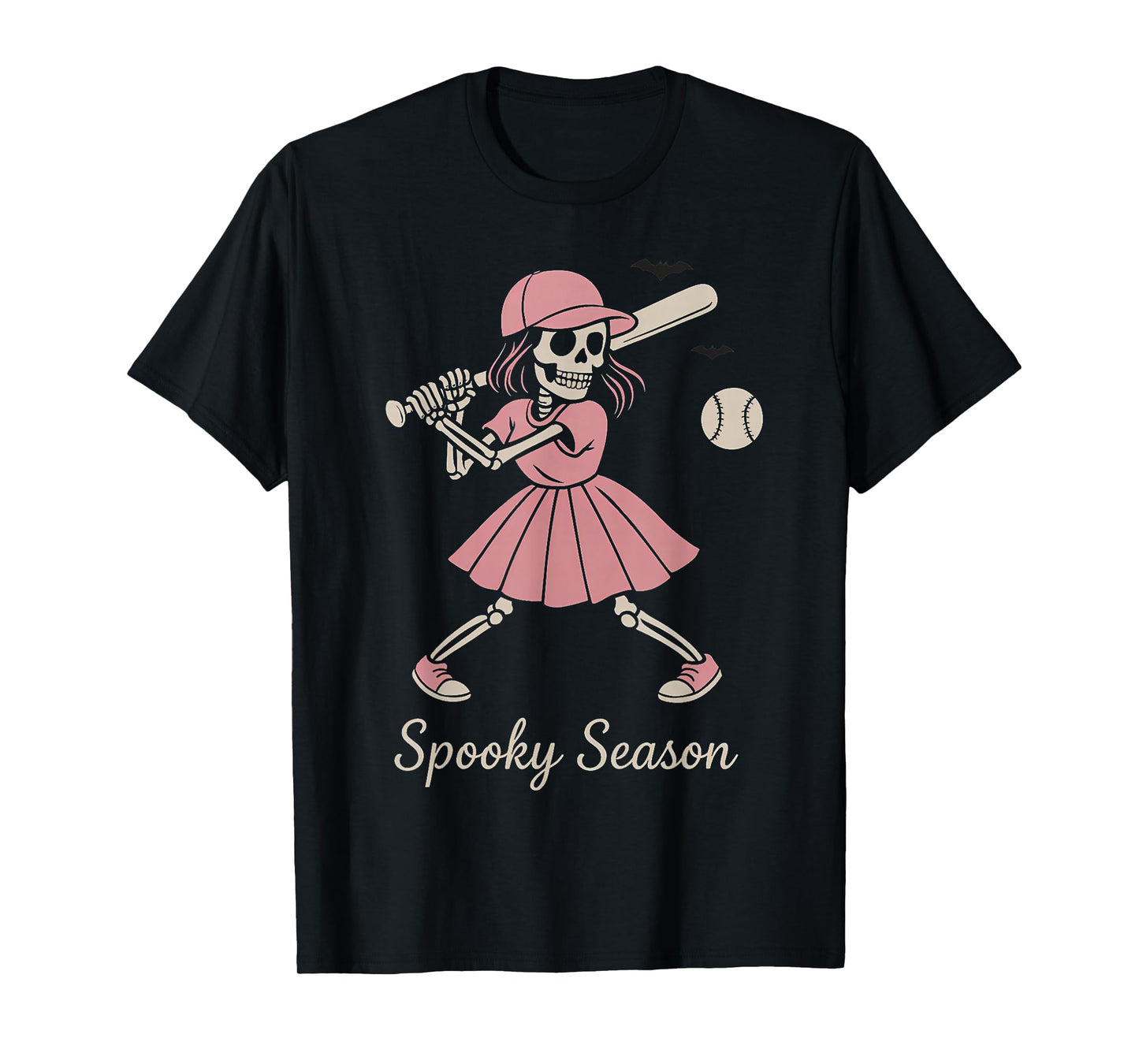 Spooky Softball Skeletons Funny Halloween Baseball Costume T-Shirt
