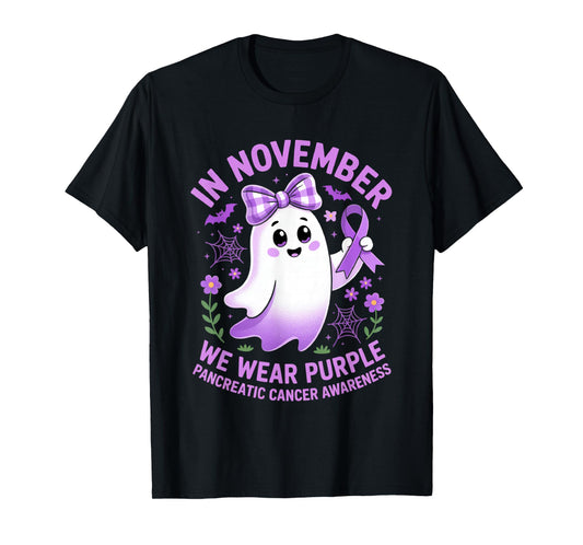 in November We Wear Purple Pancreatic Cancer Awareness T-Shirt