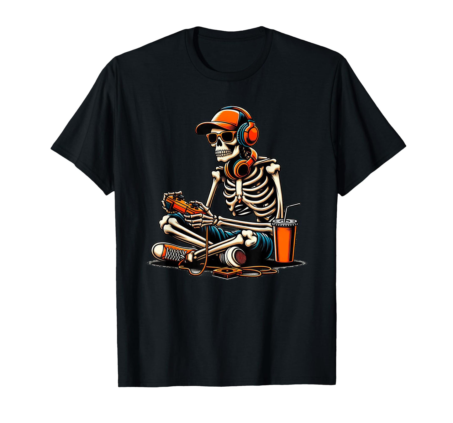 Funny Halloween Skeleton Gamer Video Gaming Boys Men Kids T-Shirt