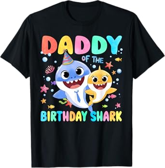 Daddy Of The Birthday Family Shark Funny Kids Birthday Party T-Shirt