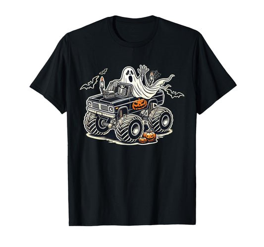 Big Little Boys Halloween Shirt Ghost Skeleton Kids Spooky T-Shirt