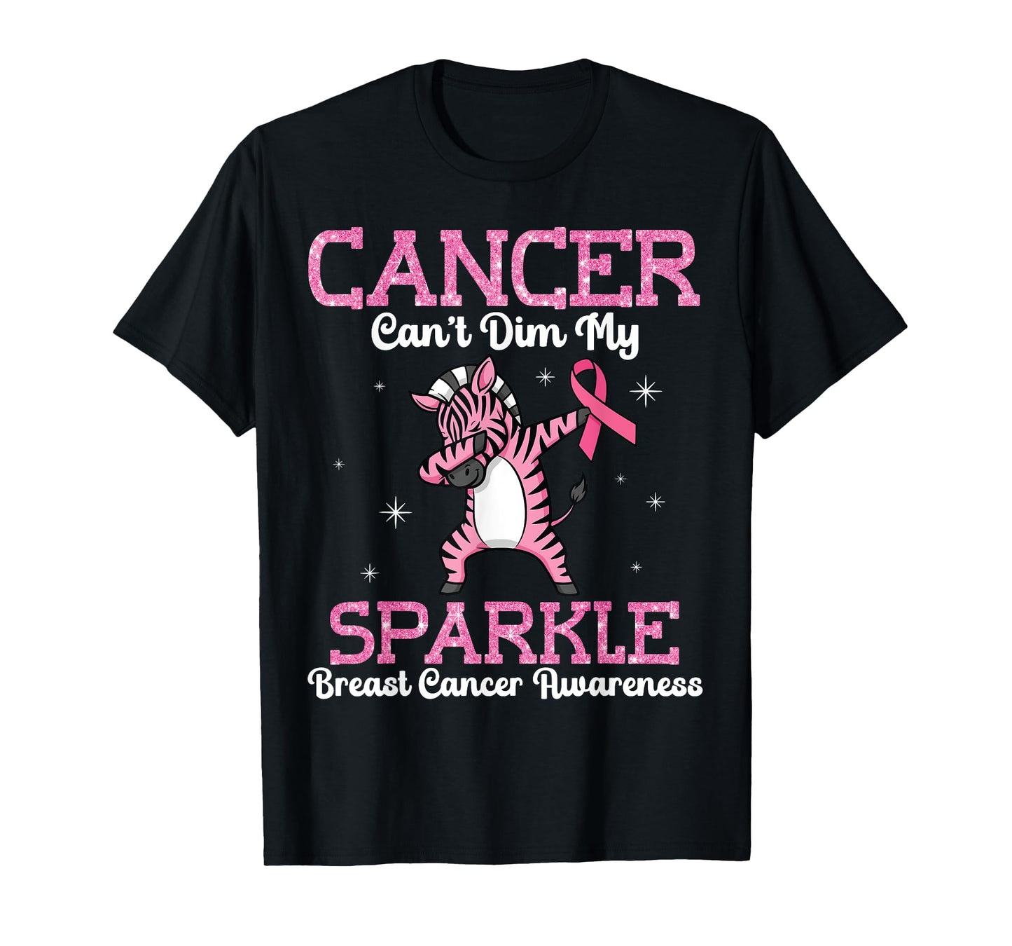 Zebra Dabbing Cancer Can’t Dim Me Breast Cancer Awareness T-Shirt