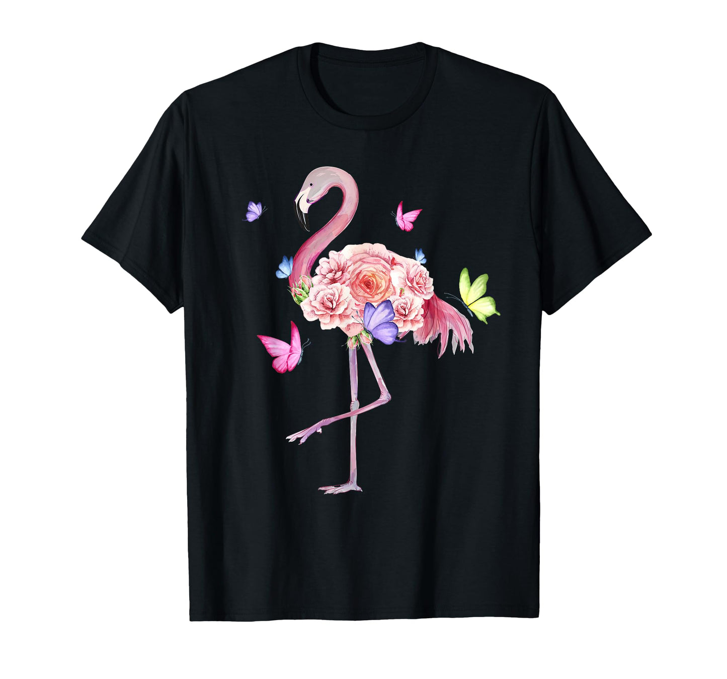 Nature Pink Flowers Women Girls Kids Flamingo T-Shirt