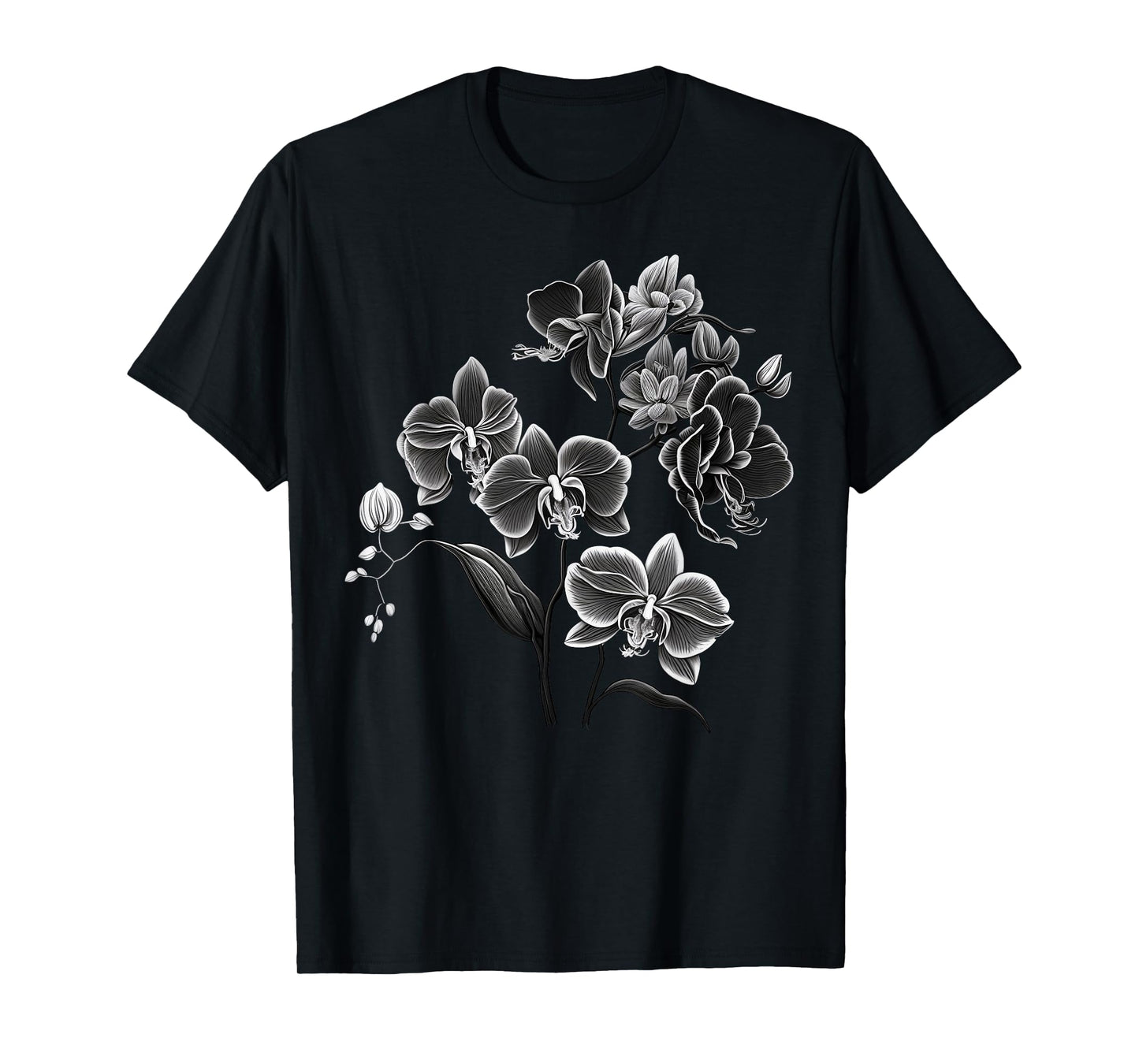 Simple Orchid Flower on black and white Orchid T-Shirt