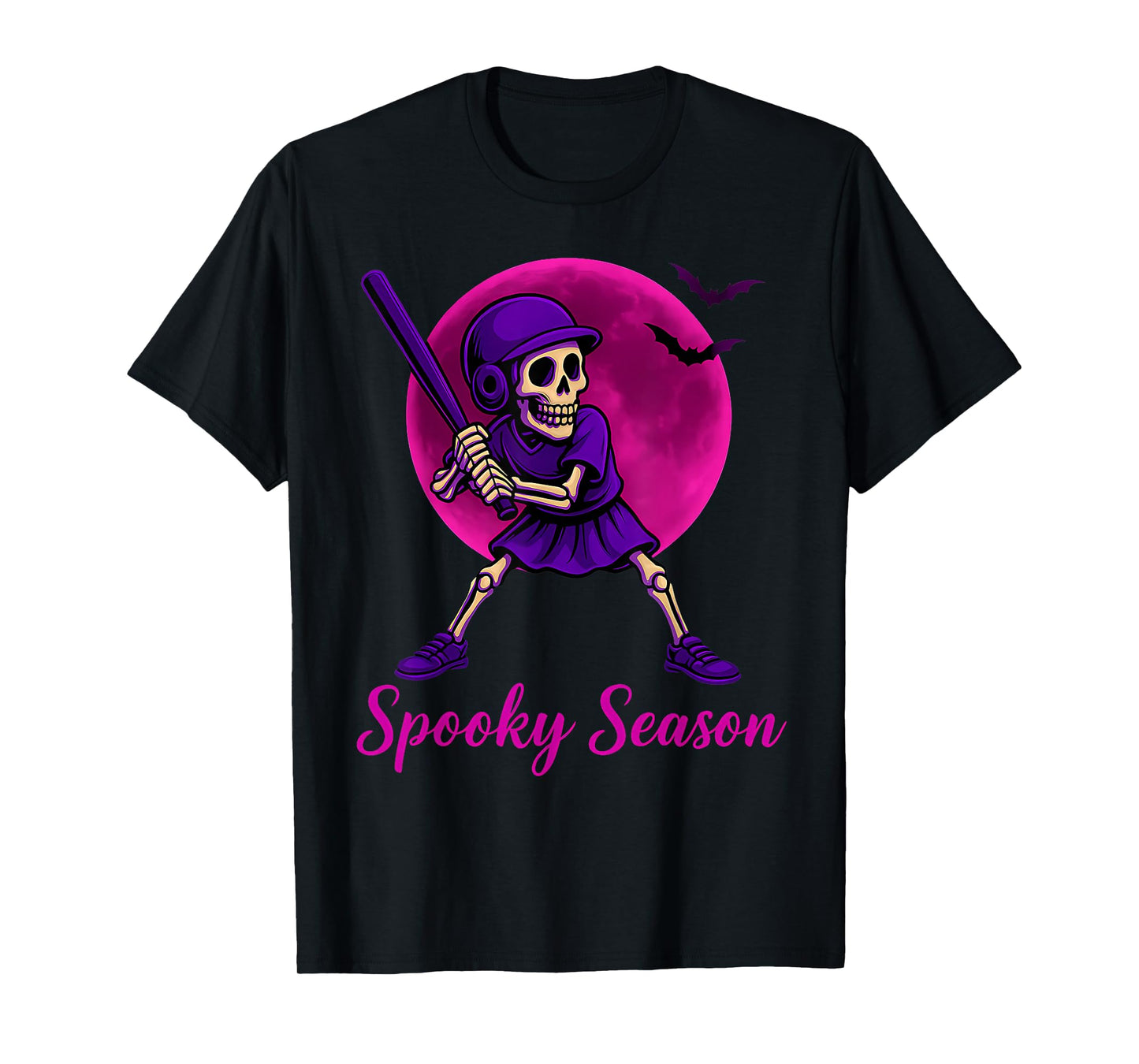 Funny Softball Skeletons Spooky Season Halloween Costume T-Shirt