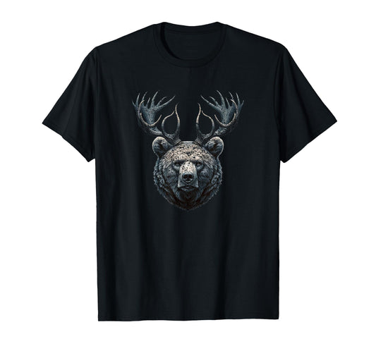 Beer Bear With Antlers Deer Grizzly Bear Beer T-Shirt