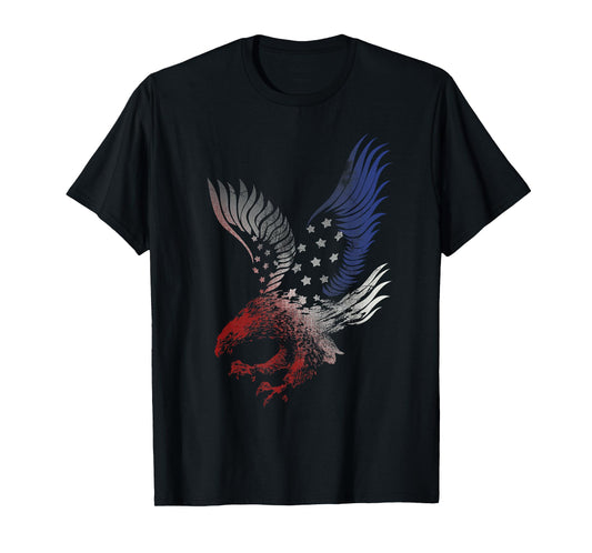 American Flying Eagle Swooping USA Flag Silhouette T-Shirt