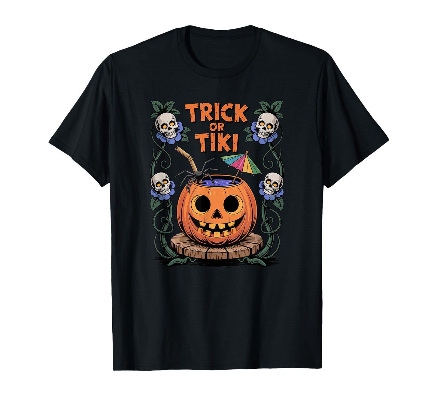 Trick Or Tiki Cute Summerween Halloween Pumpkin T-Shirt