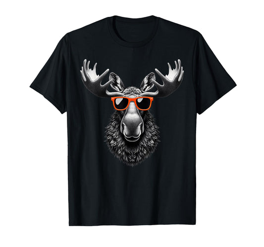 Cool Moose Wearing Sunglasses Graphic Art T-Shirt