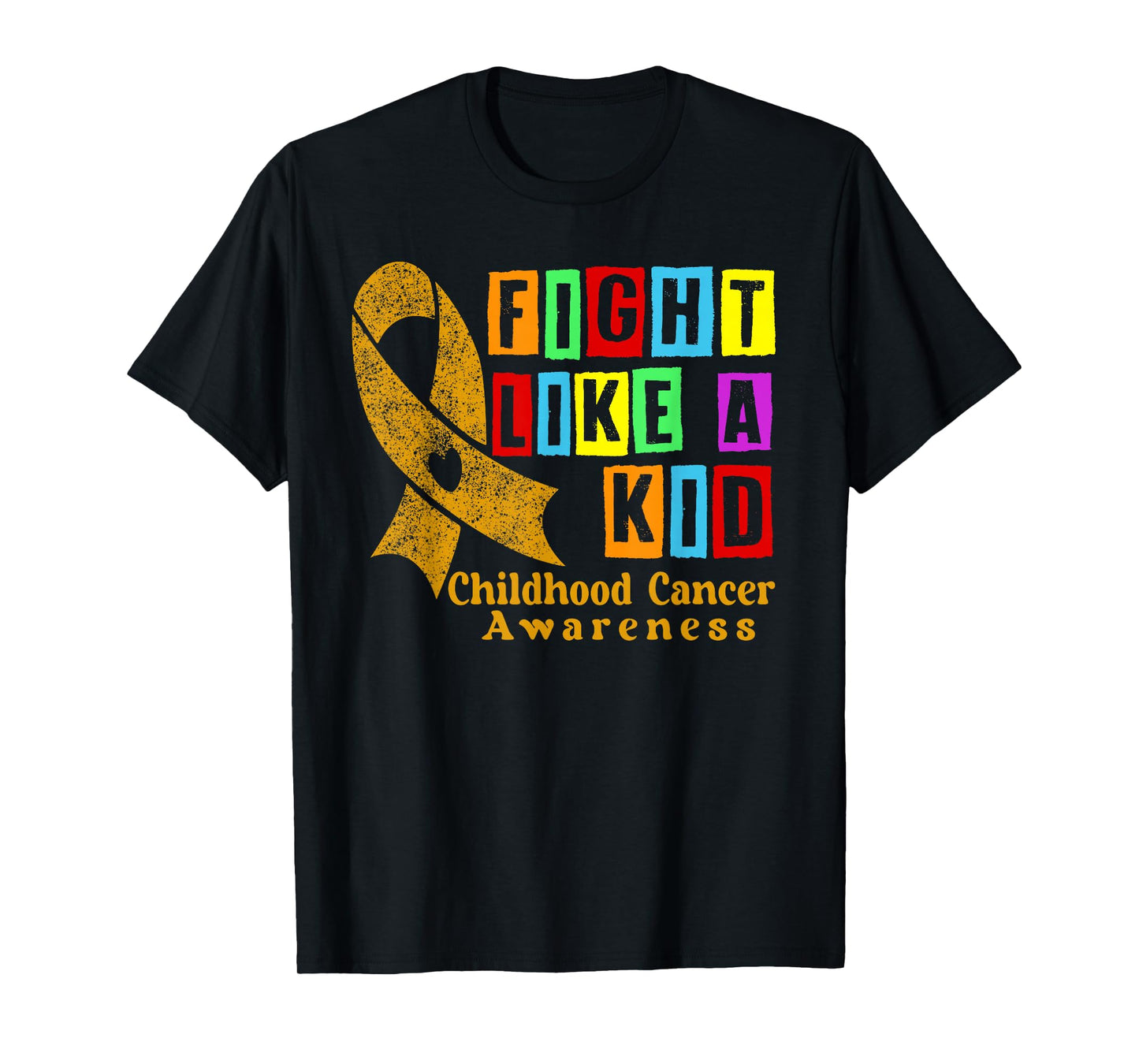 Fight Like Kids Childhood Cancer Awareness Ribbon Boys Girls T-Shirt
