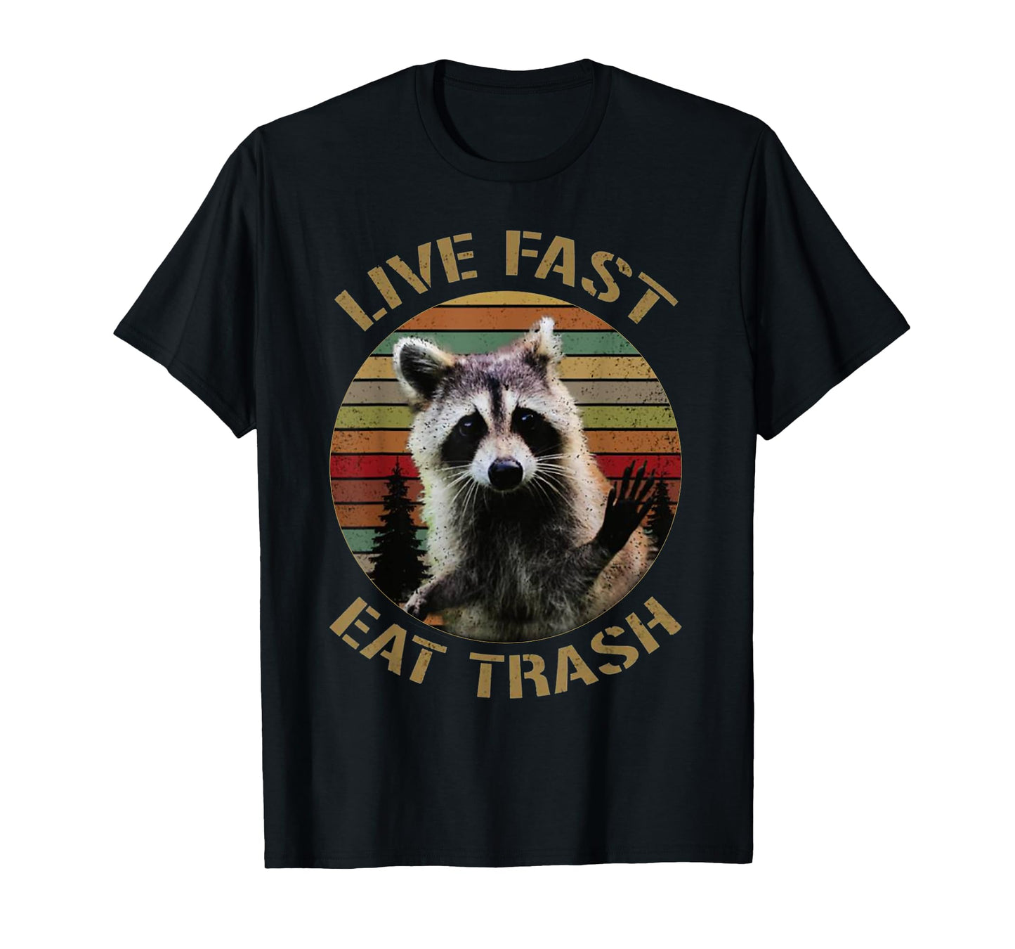 Vintage retro live fast eat trash racoon shirt for women men T-Shirt