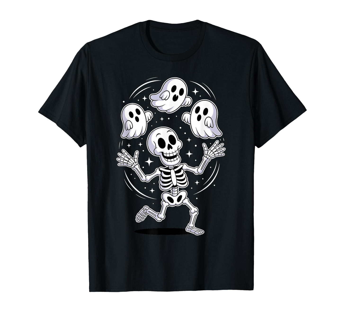 Funny Dancing Skeleton Juggling Ghosts Halloween T-Shirt