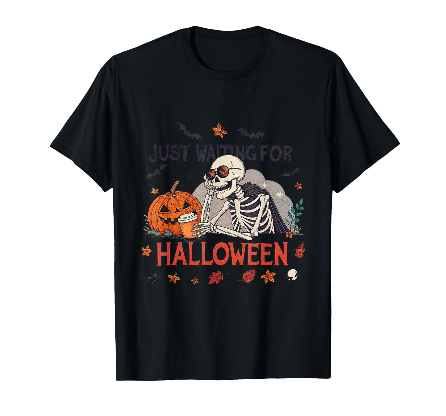 Just Waiting for Halloween Skeleton T-Shirt