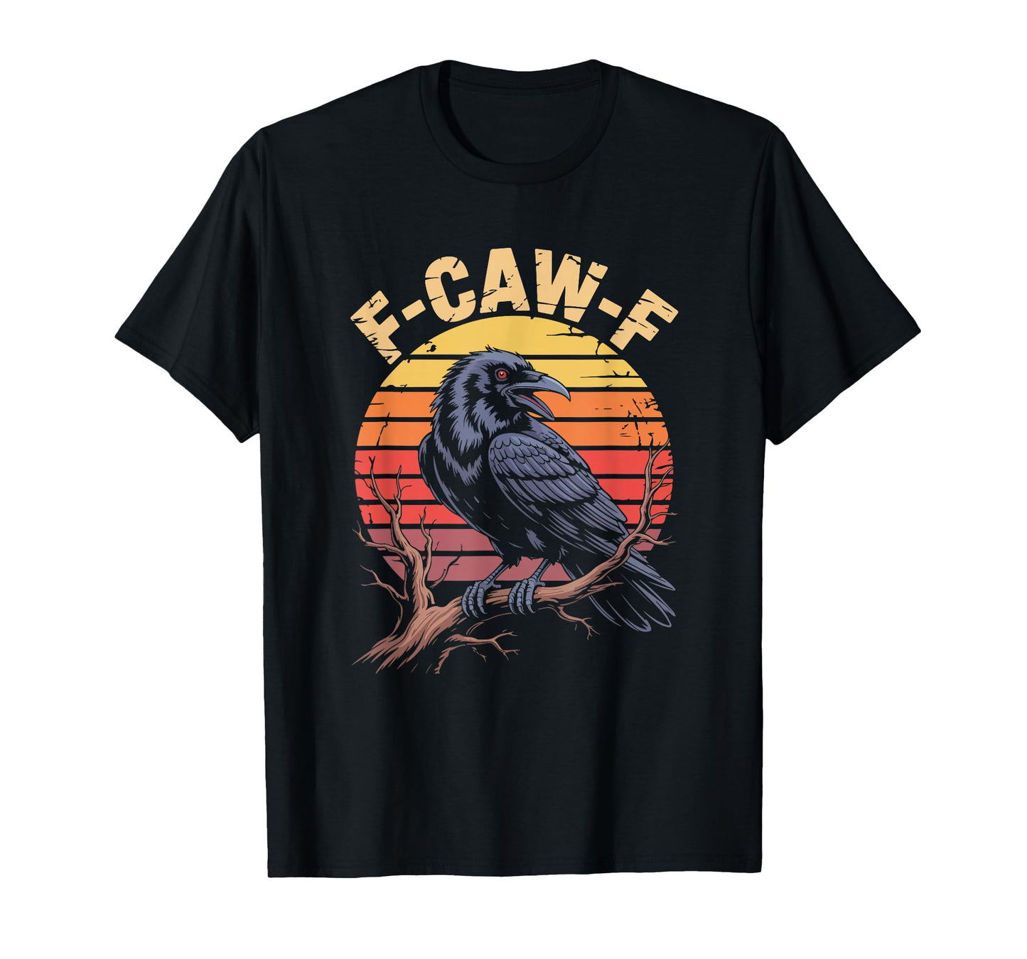 F-CAW-F Evil Raven Sunset Funny Gothic Bird T-Shirt