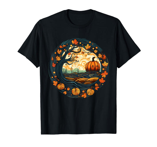 Cottagecore Pumpkin Leaves Thanksgiving Women's Graphic T-Shirt
