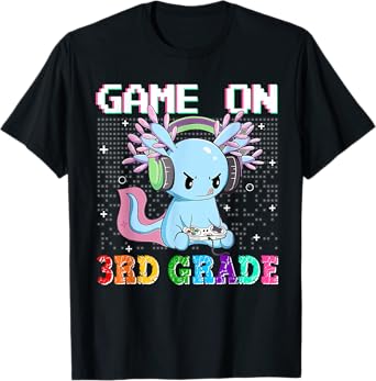 Axolotl Game On 3rd Grade Funny Back To School Gamer Boys T-Shirt