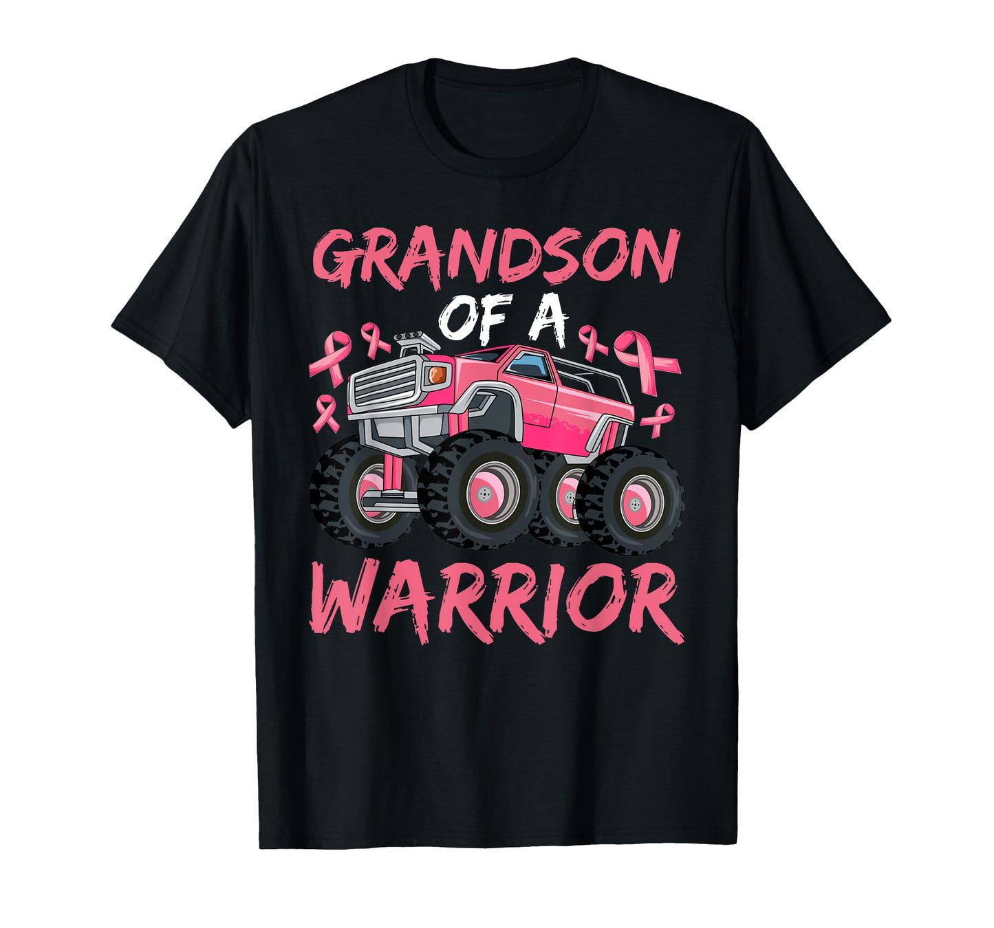 Truck Grandson Of A Warrior Breast Cancer Pink Ribbon T-Shirt