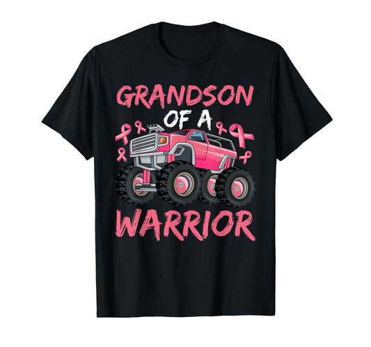 Truck Grandson Of A Warrior Breast Cancer Pink Ribbon T-Shirt