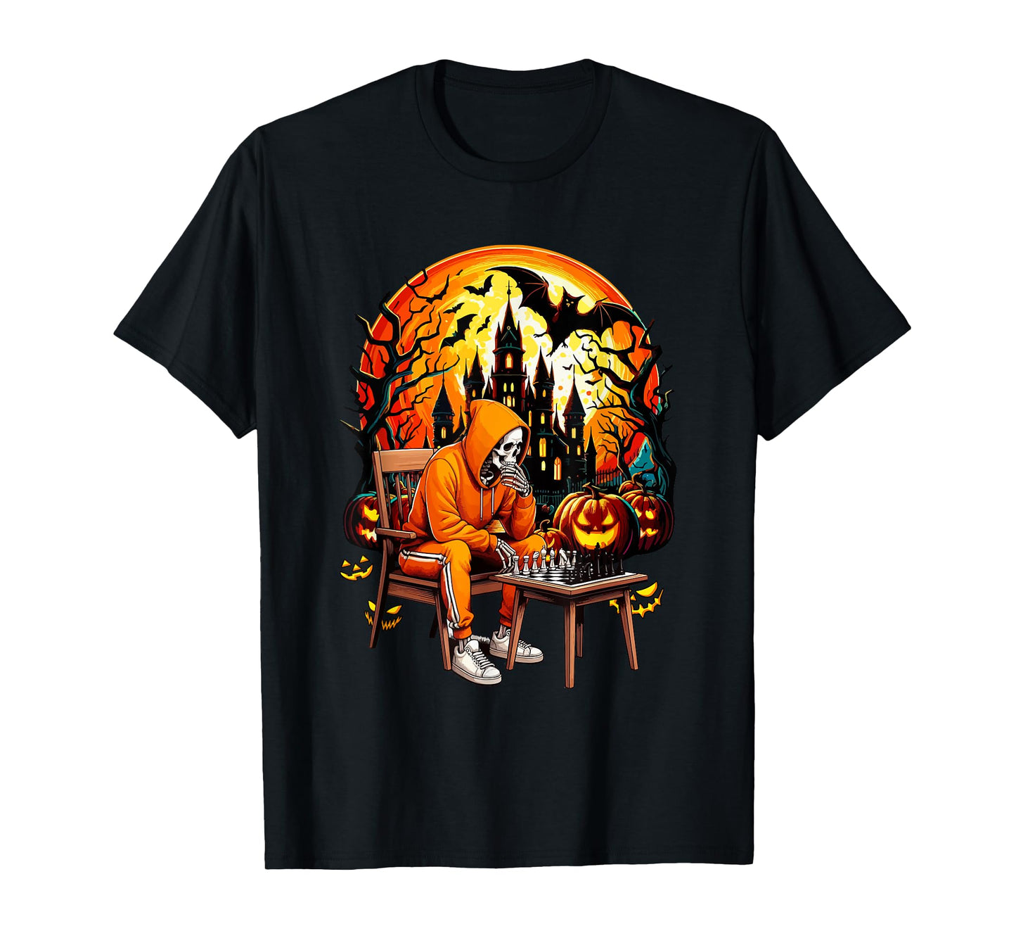 Chess Player Sports Lover Costume Halloween Skeleton T-Shirt