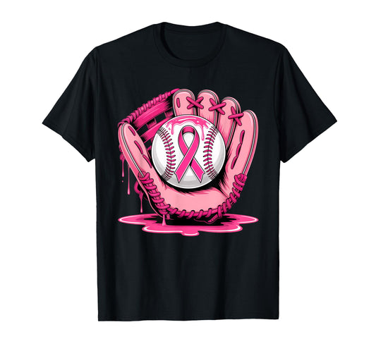 Baseball Drip Pink Breast Cancer Awareness Support Men Women T-Shirt