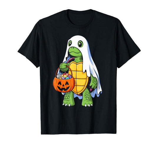 Cute Sea Turtle in Ghost Pumpkin Candy Halloween Costume T-Shirt