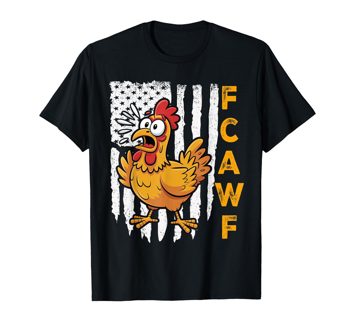 F-Caw-F Funny Chicken Humor F-Caw-F Rooster Vintage US Flag T-Shirt