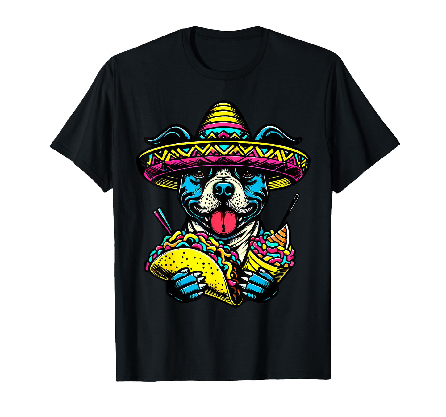 Let's Fiesta Dog Pitbull Cinco De Mayo tacos Sombrero Men Women Kids T-Shirt