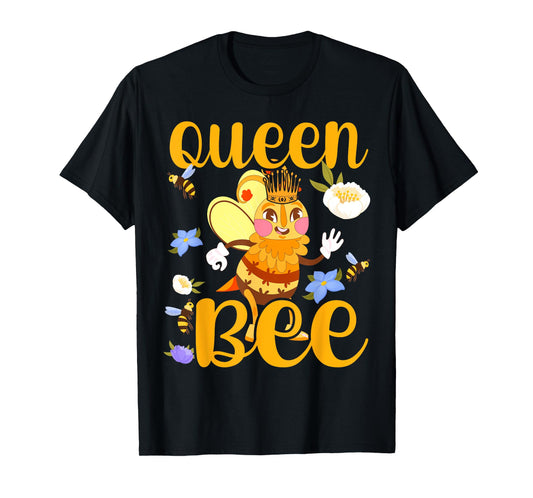 Queen Bee Crown Women Girls Mom Wife Daughter Honeybee T-Shirt