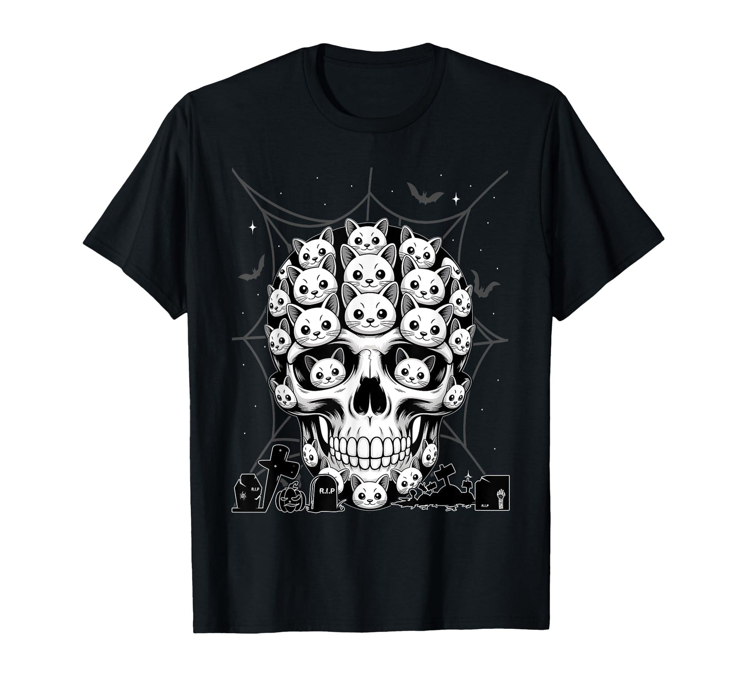 Skeleton Halloween Costume Skull Cat T-Shirt