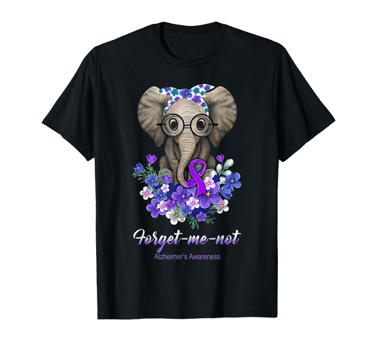 Forget me not Alzheimer's Awareness Elephant Flower T-Shirt