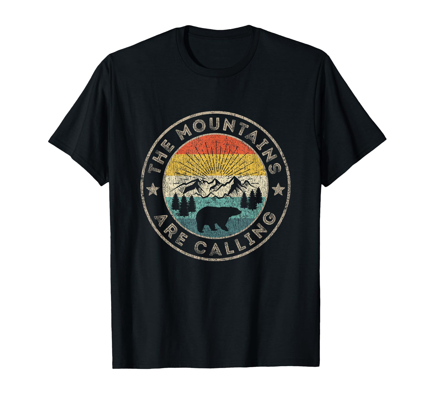 The Mountains Are Calling Graphic Vintage Wild Bear T-Shirt