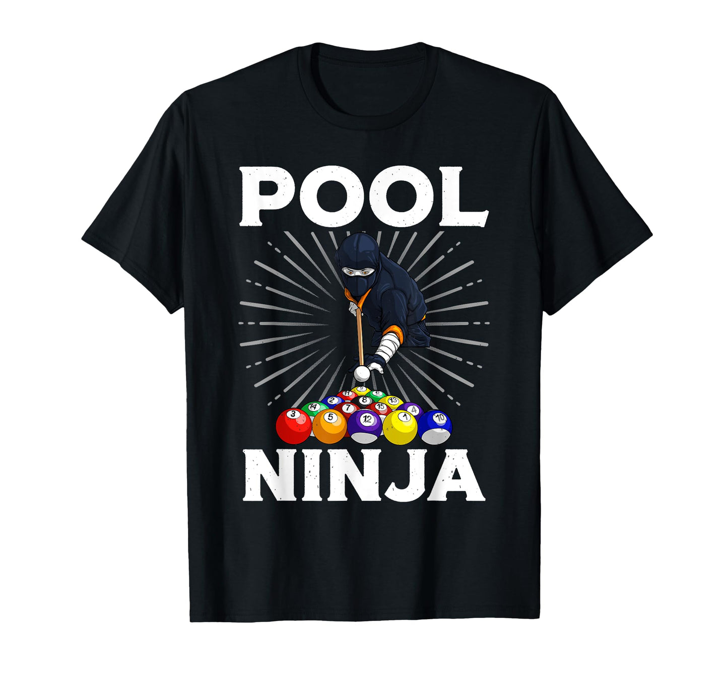 Cool Billiards Art For Men Women Pool Player Ninja Billiard T-Shirt