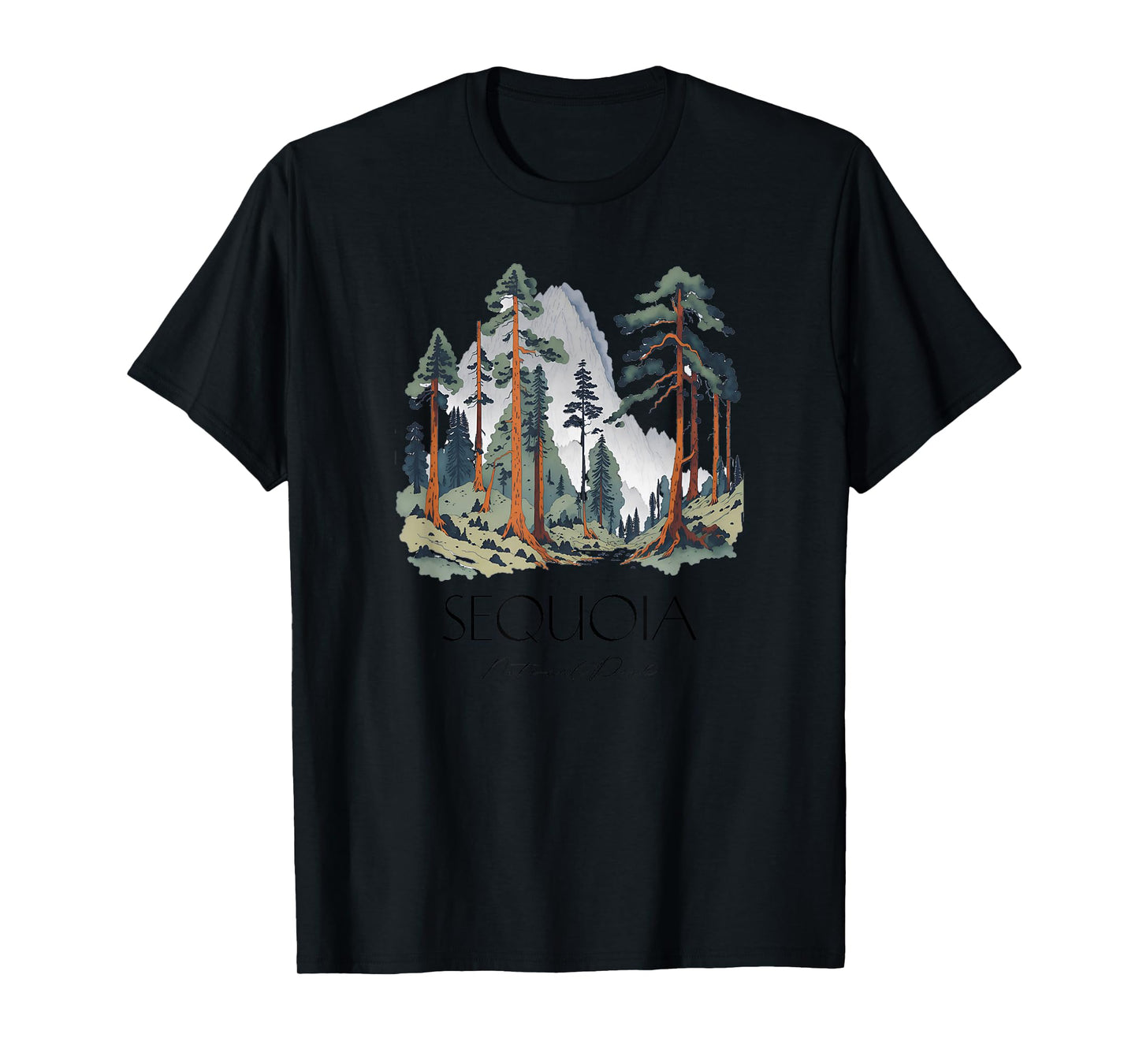 Cool Sequoia National Park Hiking Watercolor Graphic T-Shirt