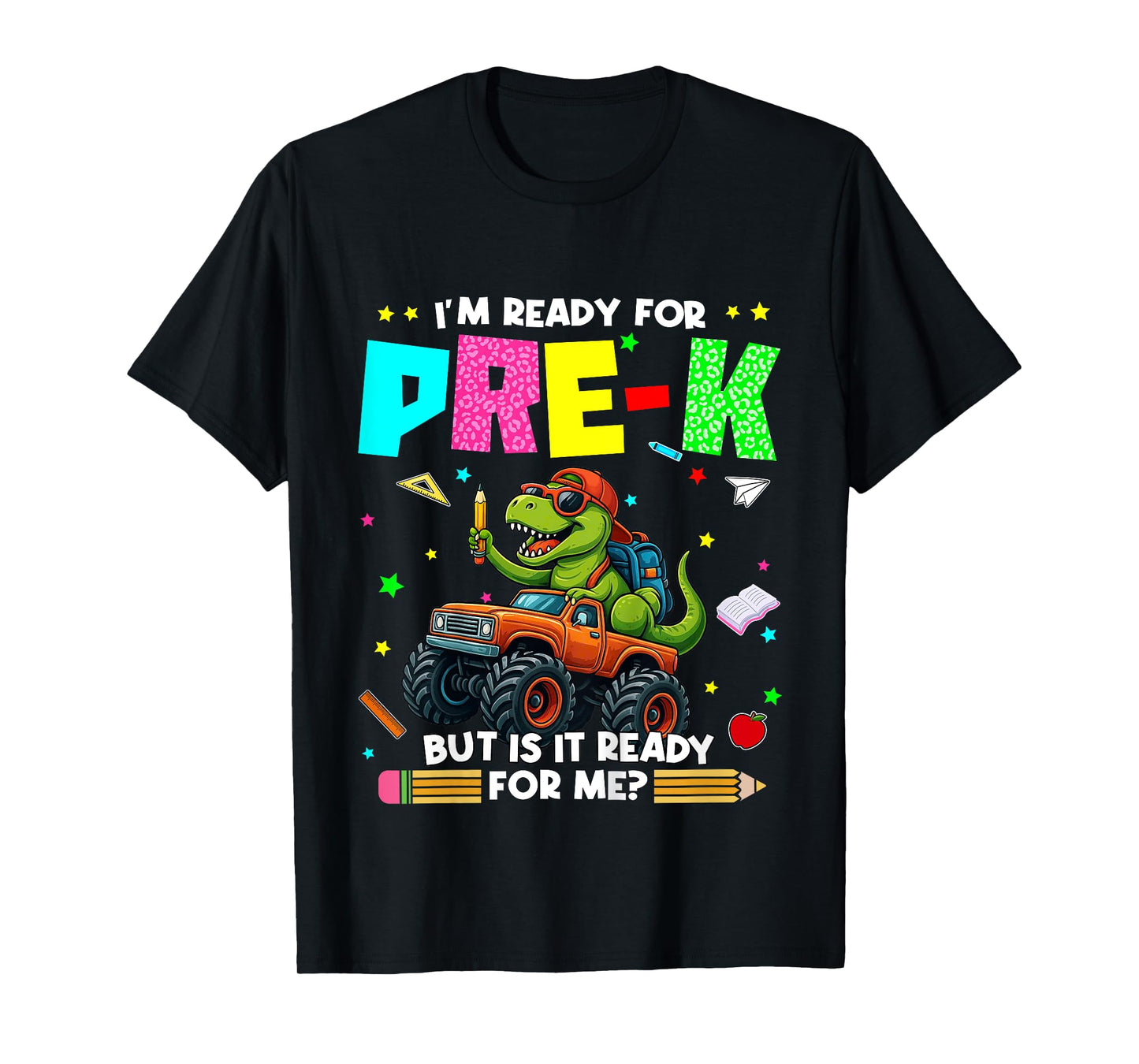 Kids Ready For Pre K Pre-K Dinosaur Truck 1st Day Of School Boys T-Shirt