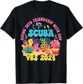 Diving Into Friendship With God Beach Scuba VBS 2025 T-Shirt