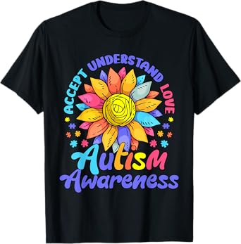 Autism Awareness Shirt Men Women kids Autism Sunflower T-Shirt