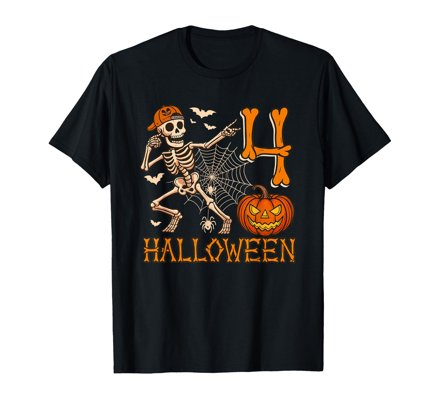 Old Skeleton Pumpkin Halloween T-Shirt
