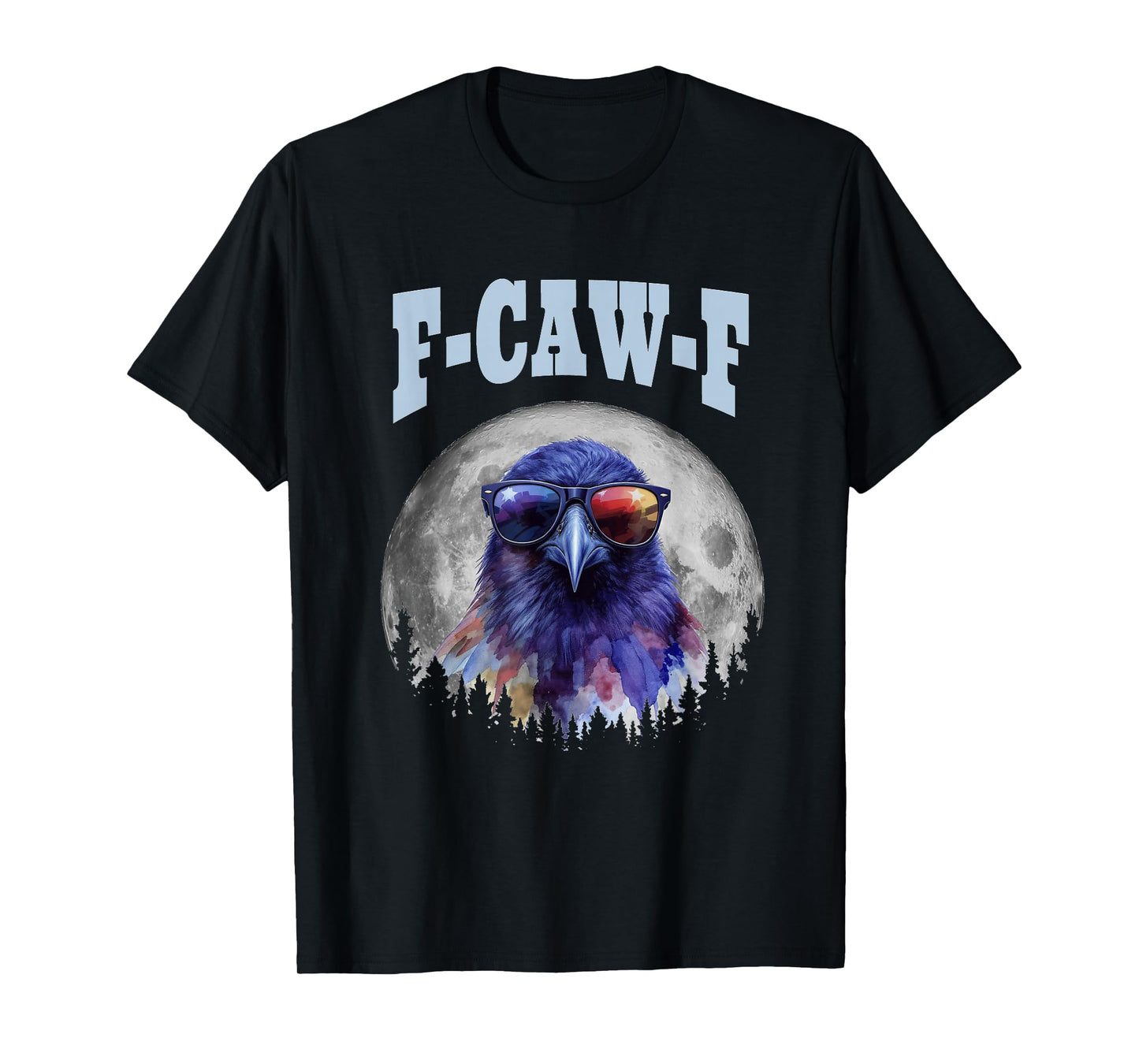 F-Caw-F Funny Retro Crow Raven Moon Meme Men Women T-Shirt