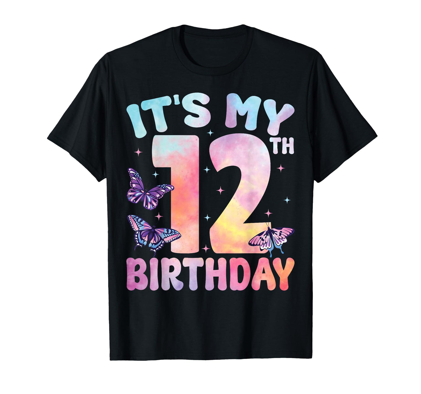 It's My 12th Birthday Butterfly Lover 12 Years Old Kids T-Shirt