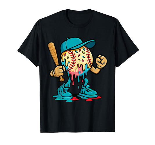 Baseball Drip for Boys Ice Cream Drip Baseball T-Shirt