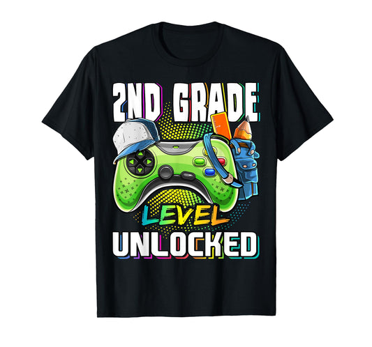 2nd Grade Level Unlocked Video Game Back to School Boys T-Shirt