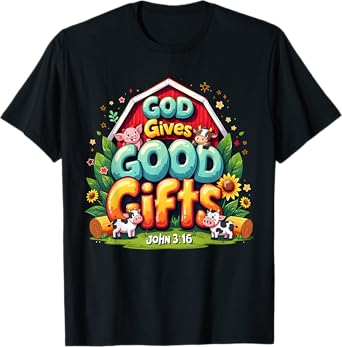 God Gives Good Gifts Farm Bible Verse Yee Haw VBS 2025 T-Shirt