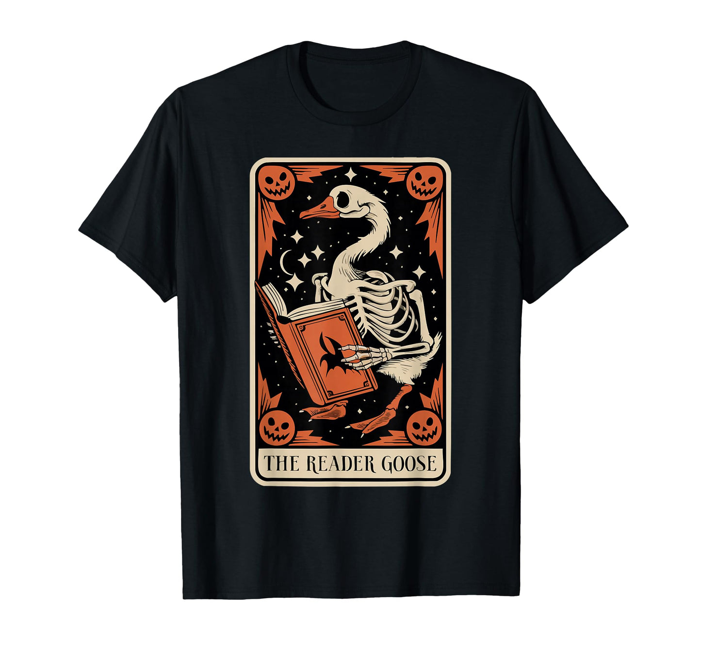 The Reader Goose Tarot Skeleton Design T-Shirt