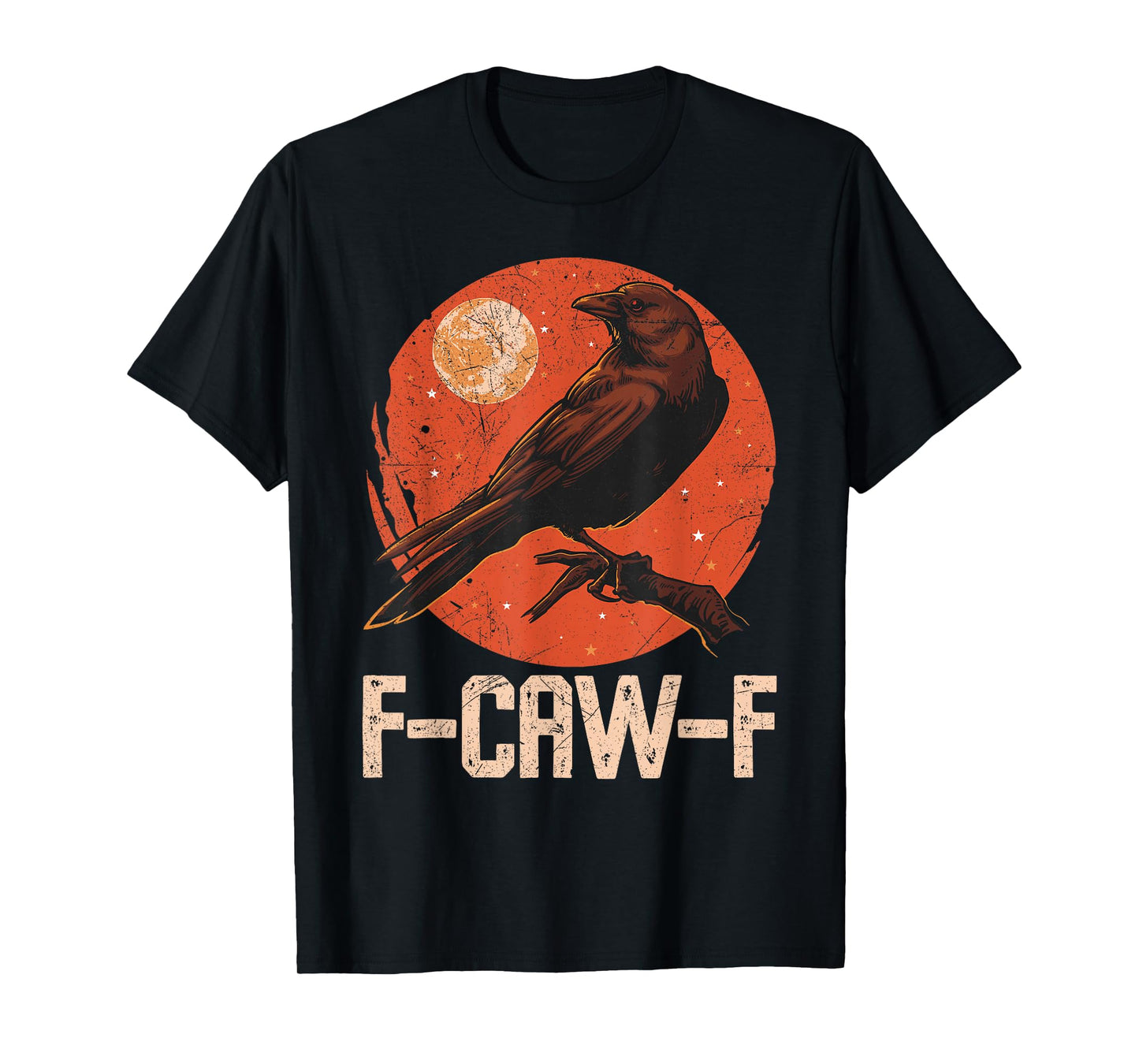 Black Crow F-Caw-F Halloween Funny Bird Moon Gothic Adult T-Shirt