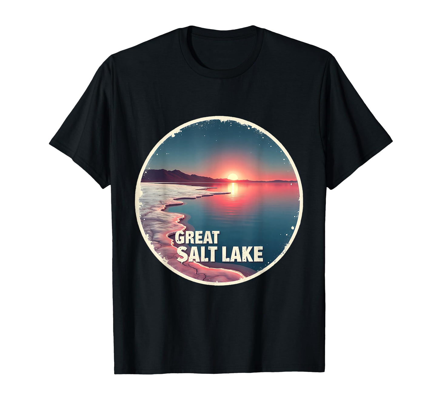 Great Salt Lake Scenic Sunset Tranquil Landscape T-Shirt