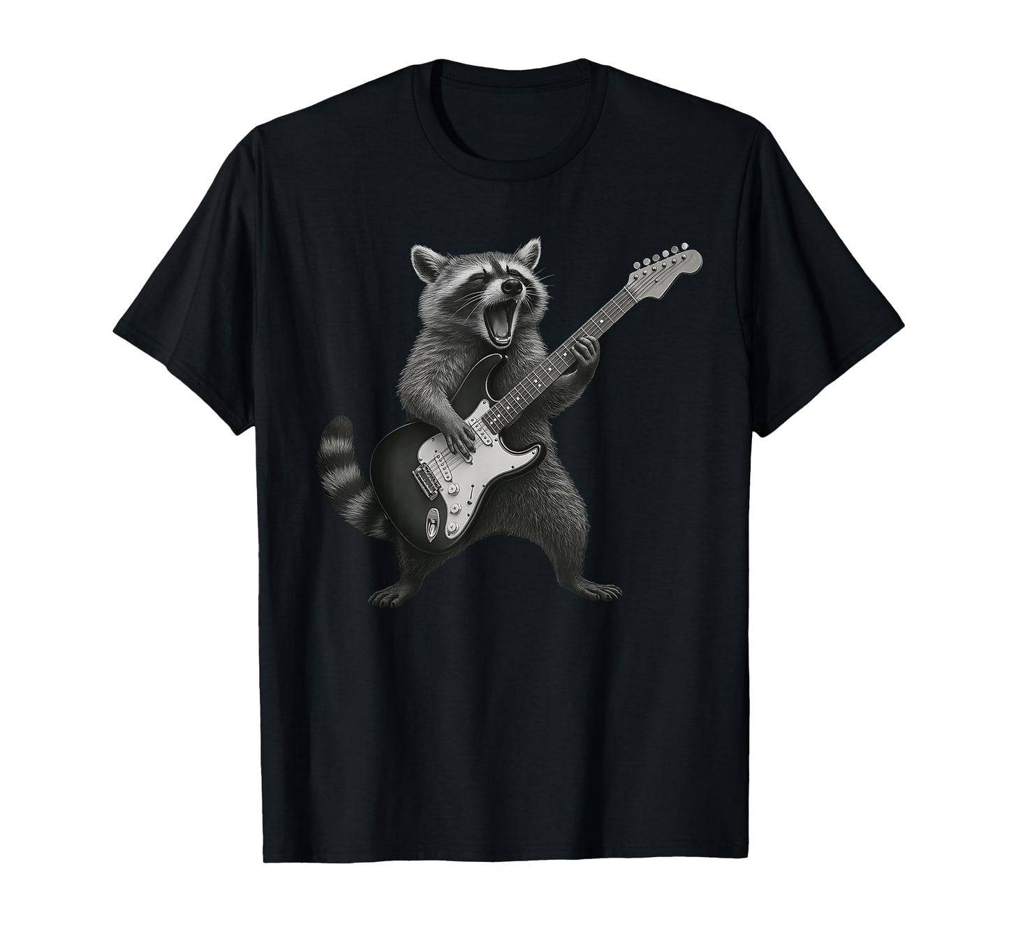Raccoon Playing Guitar Rock and Roll Guitarist Raccoon T-Shirt