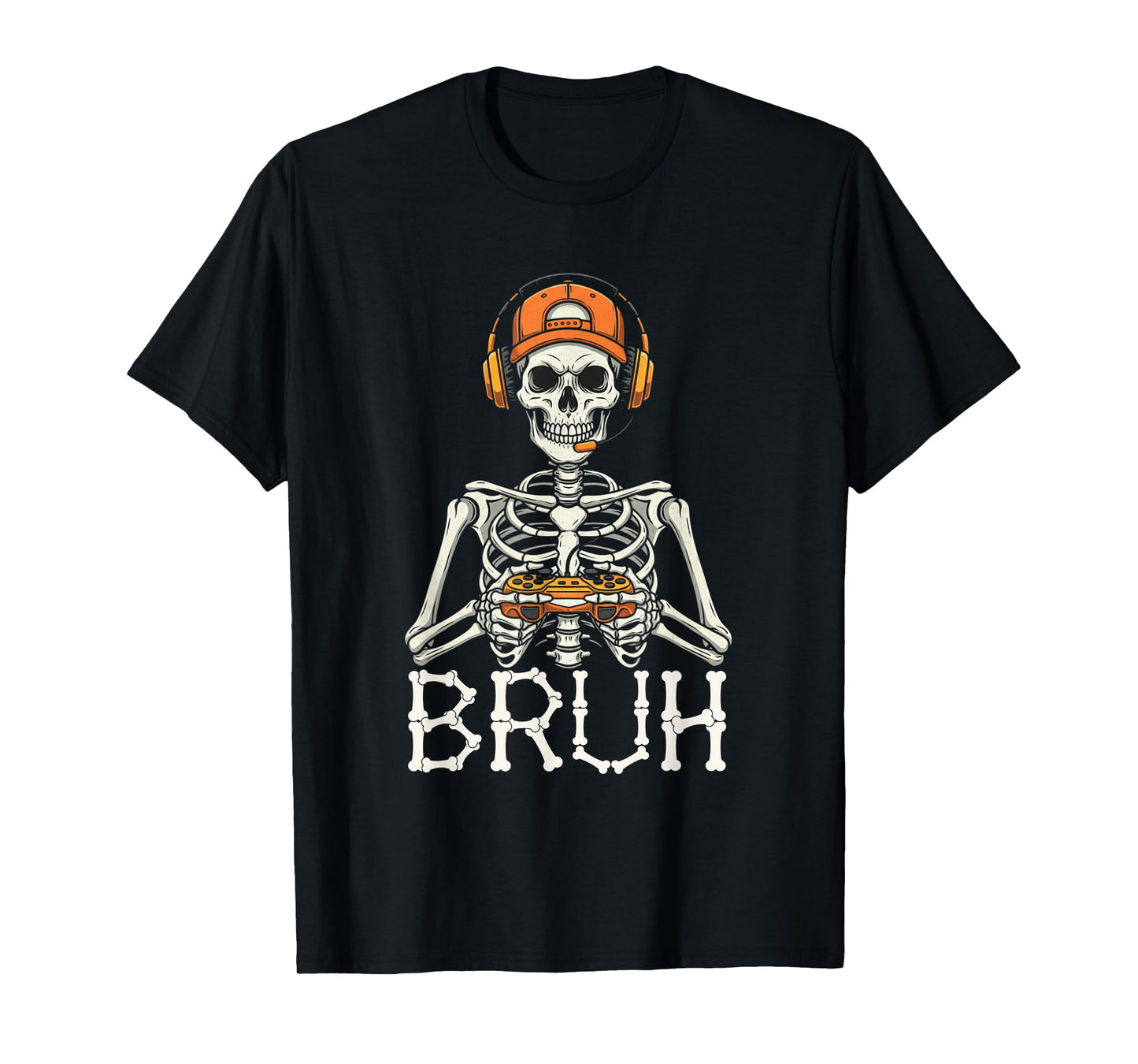 Vintage Bruh Gamer Skeleton Video Gaming Boys Kids Funny T-Shirt