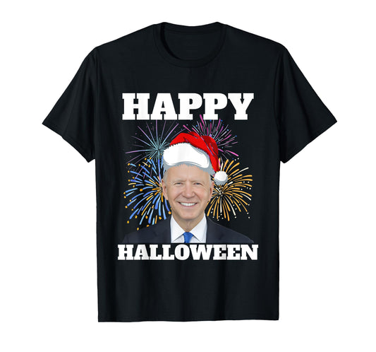 Funny Joe Biden 4th Of July Happy Halloween Firework US Flag T-Shirt for Women Men
